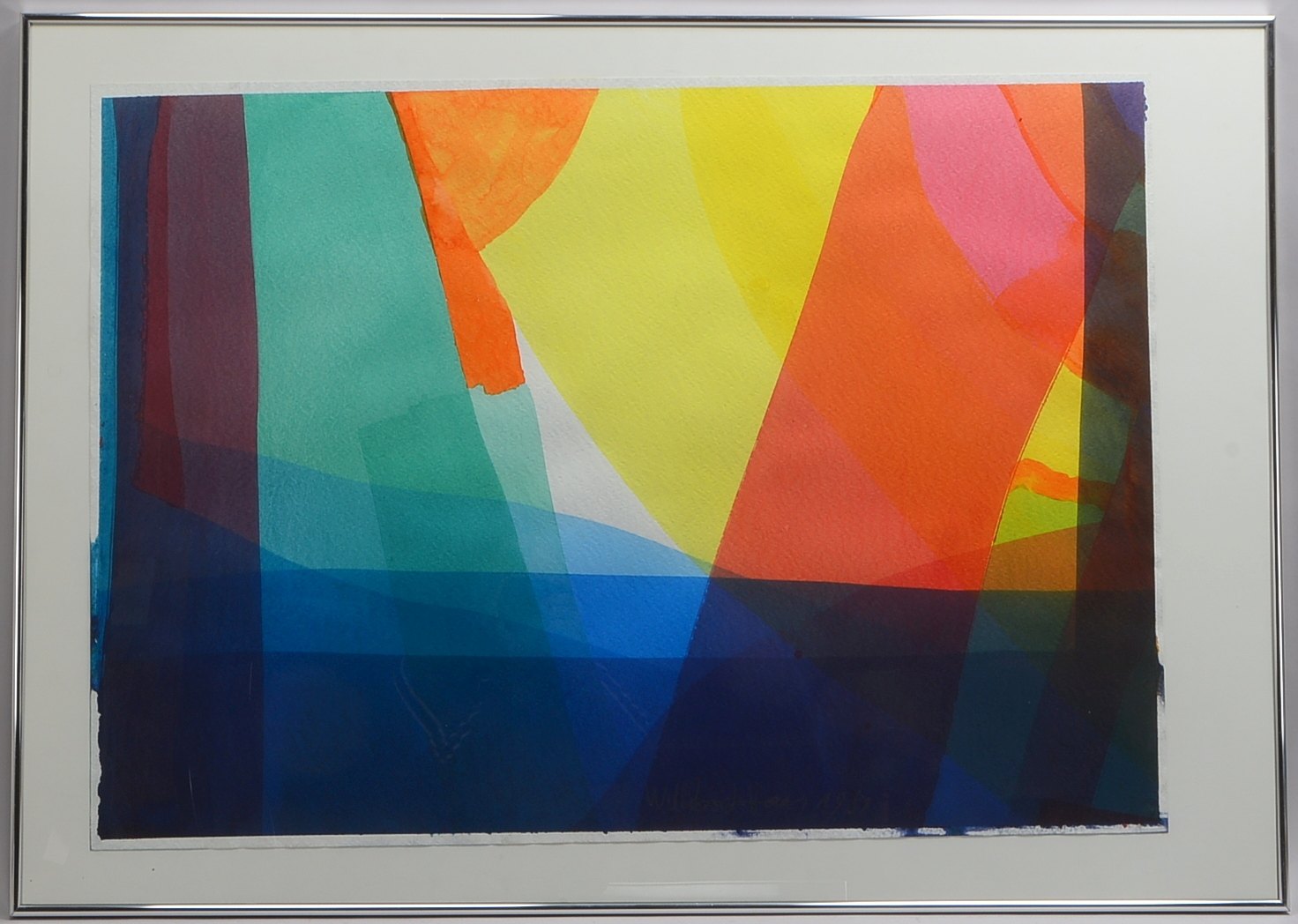 Haas, Willibrord (*1936 Schramberg), 'Abstrakte Komposition', Aquarell, unten mittig signiert, hinte