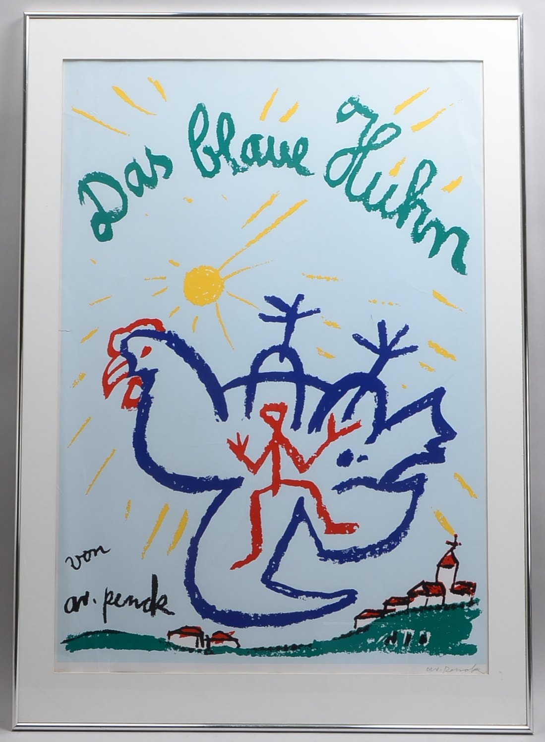 Penck, A.R. (alias Ralf Winkler, 1939 Dresden - 2017 Zürich), 'Das blaue Huhn', Druckgrafik, unten r