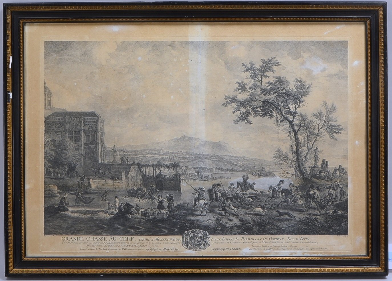 Moyreau, Jean (1690 - 1762), 'Die Großwildjagd - Grande chasse au cerf', Kupferstich nach Philips Wo