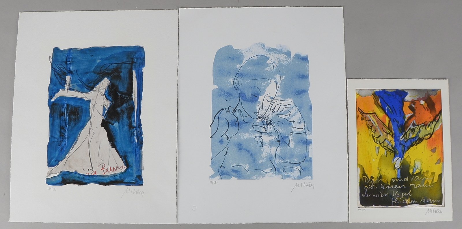 Müller-Stahl, Armin (*1930 Tilsit), kleines Werkkonvolut, 3x Grafiken, Blätter jeweils ungerahmt: 2x