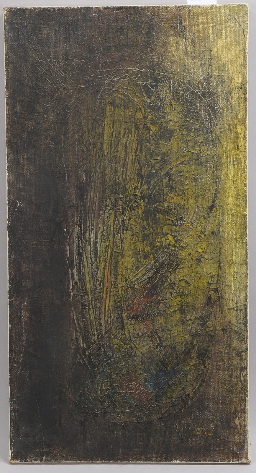 Gemälde, 'Abstrakte Komposition im Schwarz-Gelb', Öl/Lw, unsigniert, mit Galerieleiste; Bildmaße 45