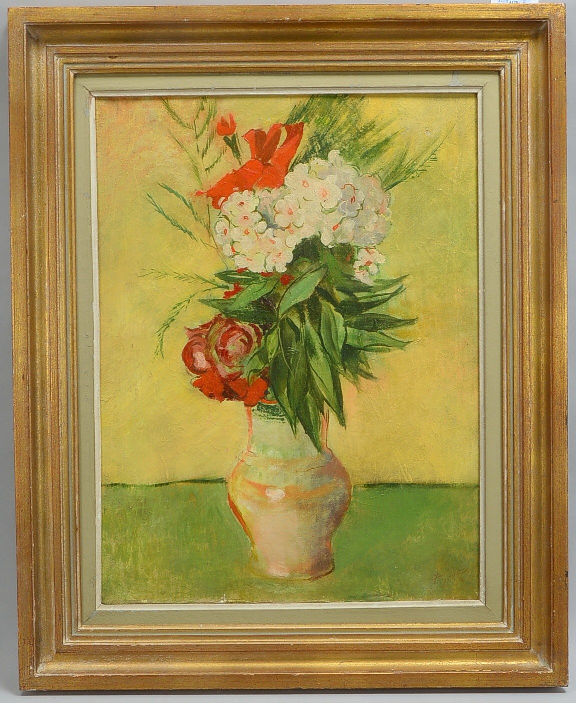 Gemälde, 'Blumen in Vase', Öl/Lw, unten rechts (nicht eindeutig leserlich) signiert; Bildmaße 60 x 4