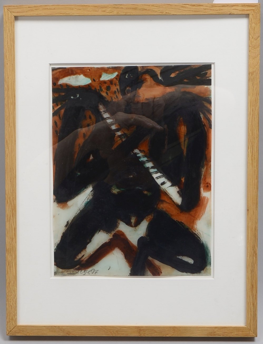 Rieger, Helmut (1931 Neisse/Oberschlesien - 2014 München), 'Ohne Titel', Öl auf Pergamentpapier/gera