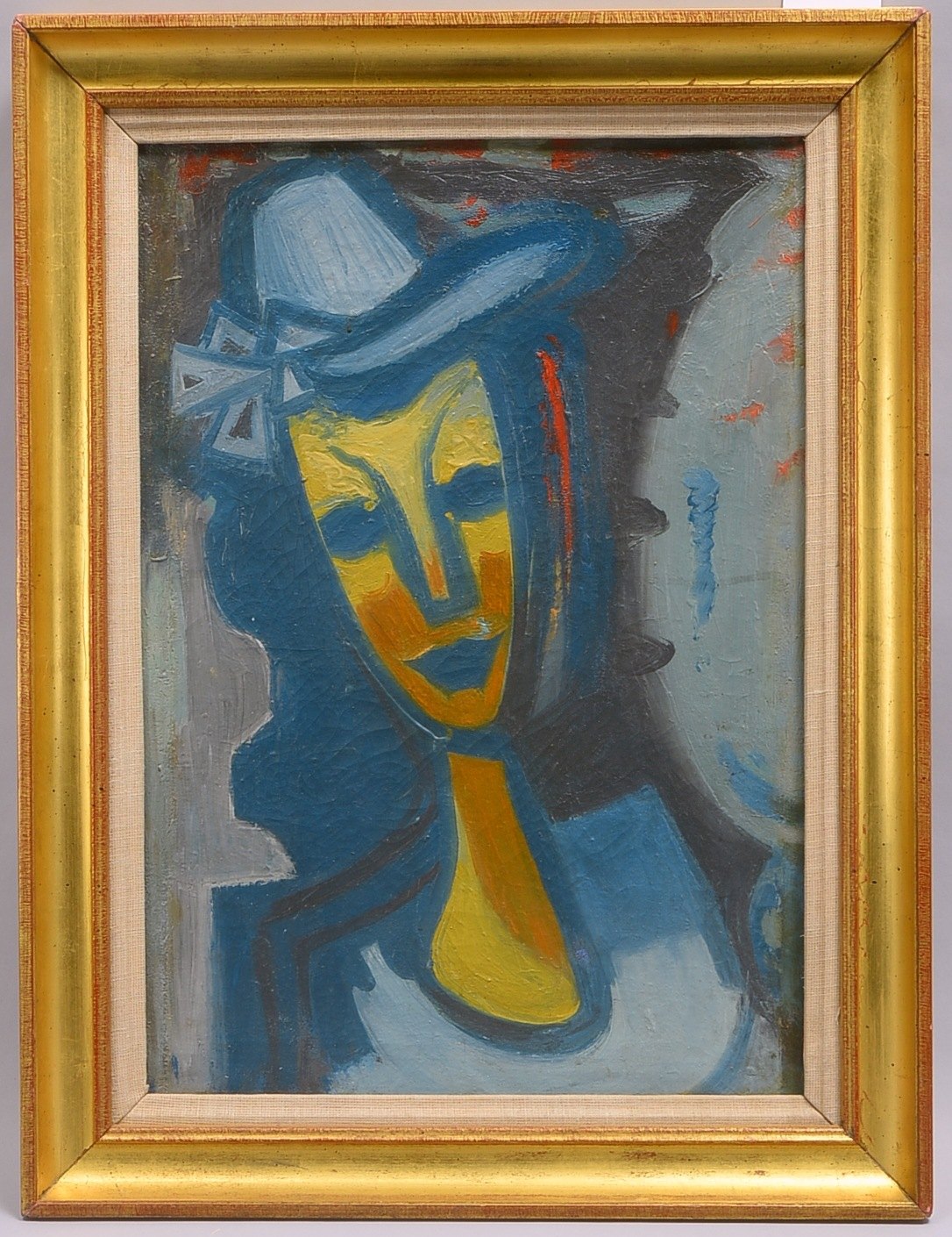 Gemälde, 'Frau mit Hut', Öl/Lw, unsigniert; Bildmaße 56 x 39 cm, Rahmenmaße 66,5 x 50,5 cm