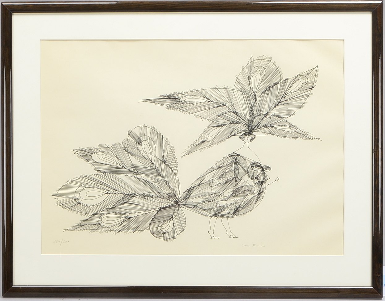 Flora, Paul (1922 Glurns - 2009 Innsbruck), 'Vogelfrau', Lithografie, Auflage-Nr. '184/200', unten r