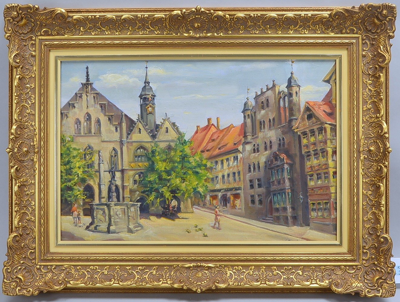 Gemälde, 'Hildesheimer Altstadt', Öl/Lw, unten rechts (nicht eindeutig leserlich) signiert; Bildmaße
