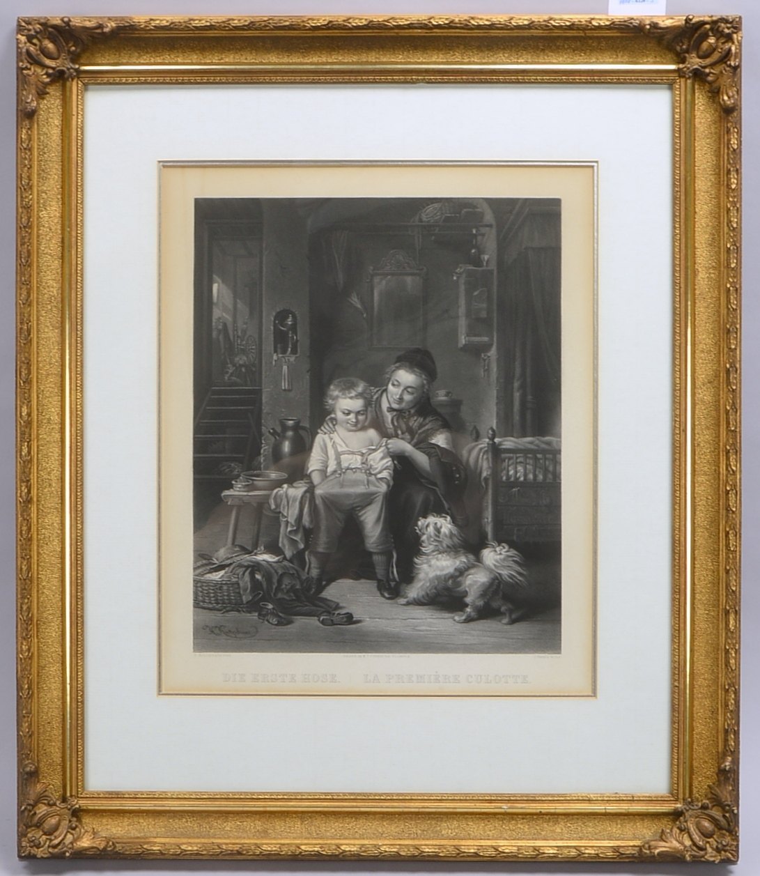 Kretzschmer, Johann Herrmann (1811 Anklam - 1890 in Berlin), 'Die erste Hose', Kupferstich (um 1860)