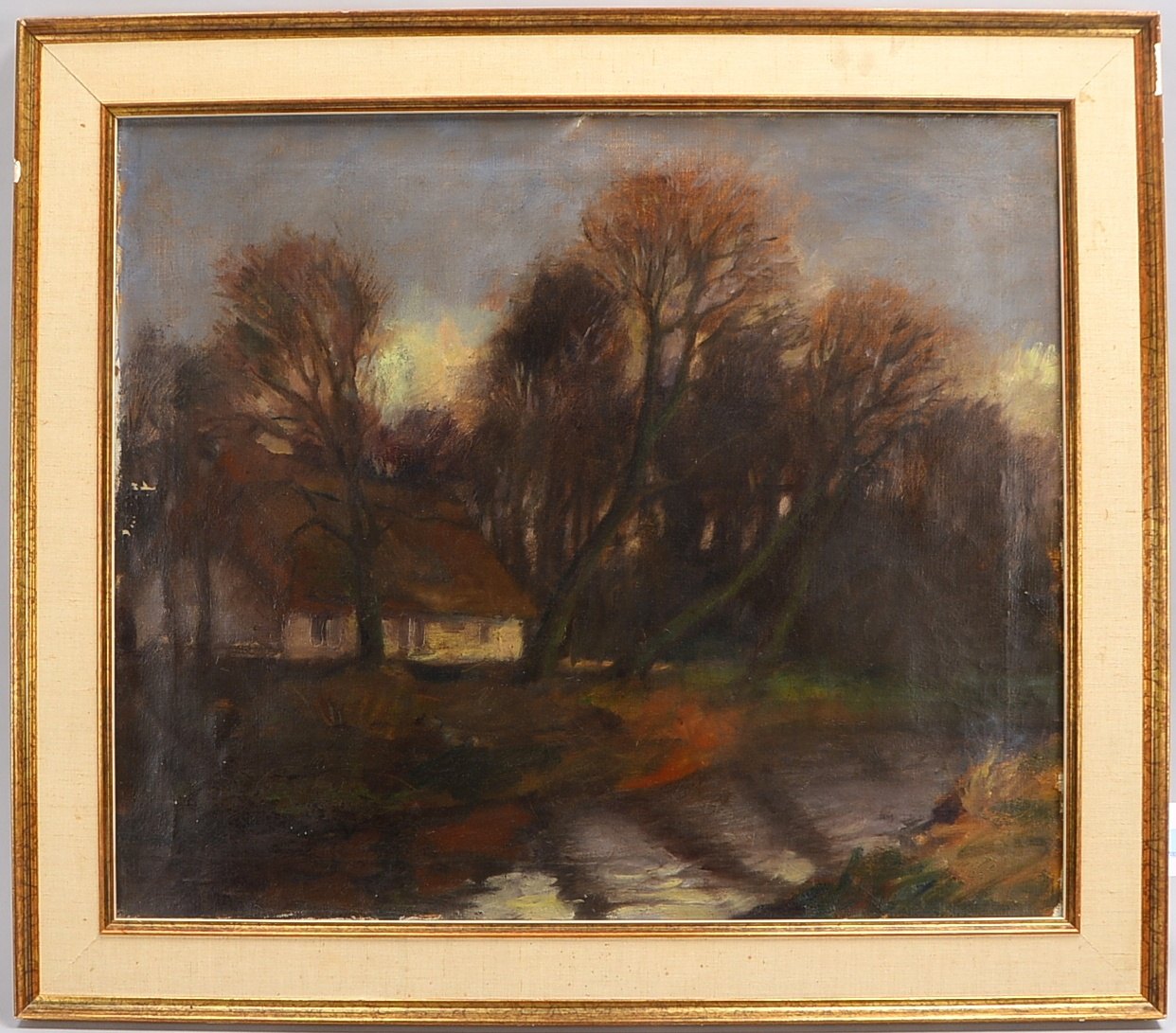 Arste, Karl (1899 Hannover 1899 - 1942 Worpswede), 'Herbstwald mit reetgedeckter Kate', Öl/Lw; Bildm