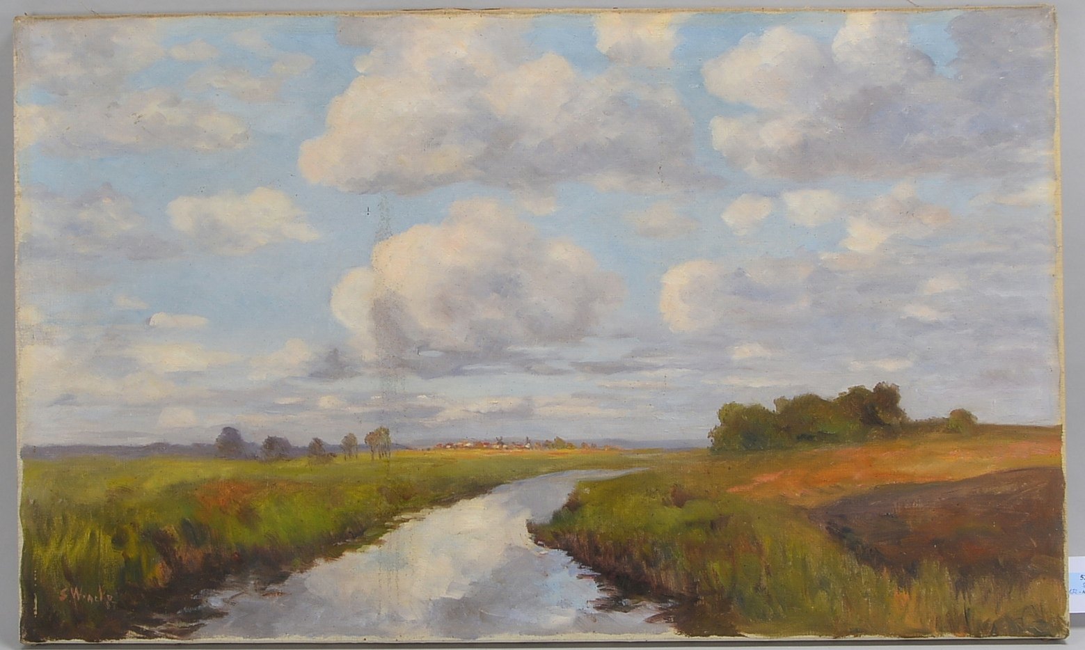 Wencke, Sophie (1874 Bremerhaven - 1963 Worpswede), 'Hammelauf vor Osterholz-Scharmbeck', Öl/Lw, unt