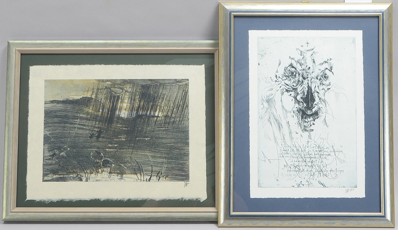 Janssen, Horst (1929 - 1995 Hamburg), 2 Radierungen, jeweils unten rechts bleimonogrammiert: 1x 'An