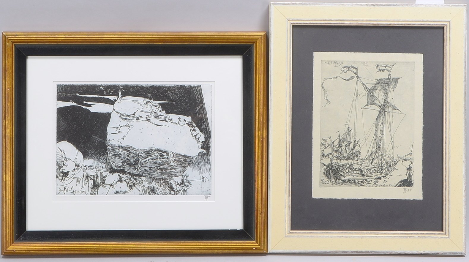 Janssen, Horst (1929 - 1995 Hamburg), 2 Radierungen, jeweils unten rechts bleimonogrammiert, hinter