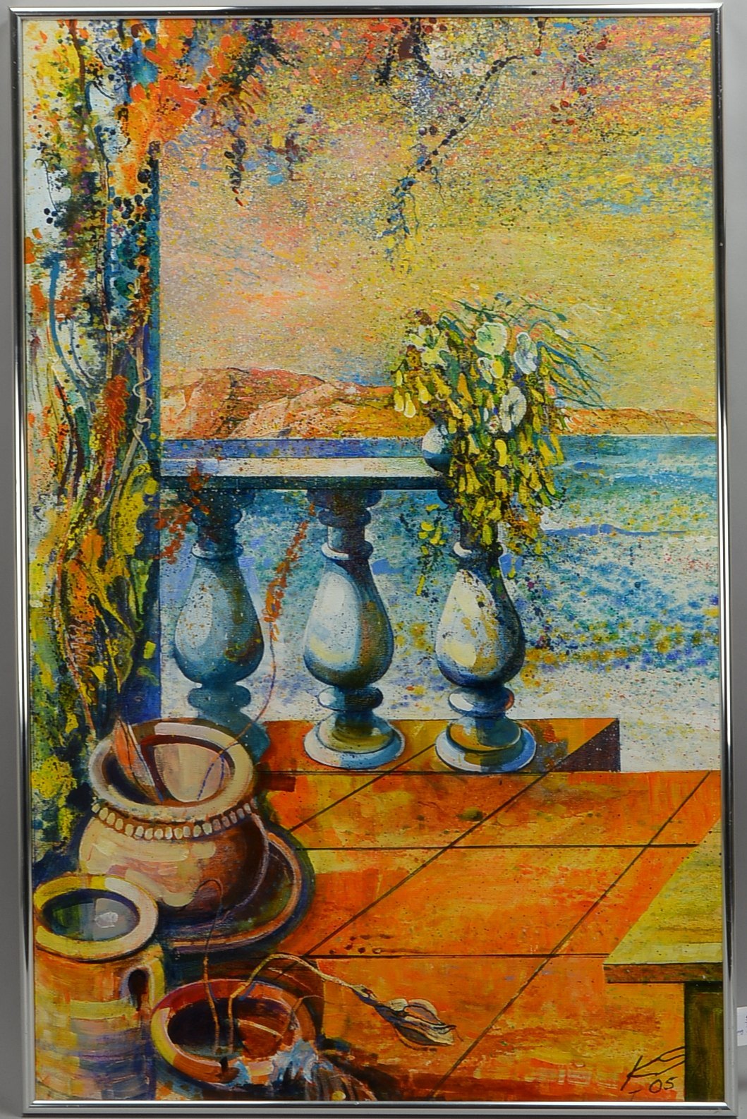 Straubinger, Klaus, 'Blick auf das mediterrane Meer', Öl/Lw, monogr./dat.