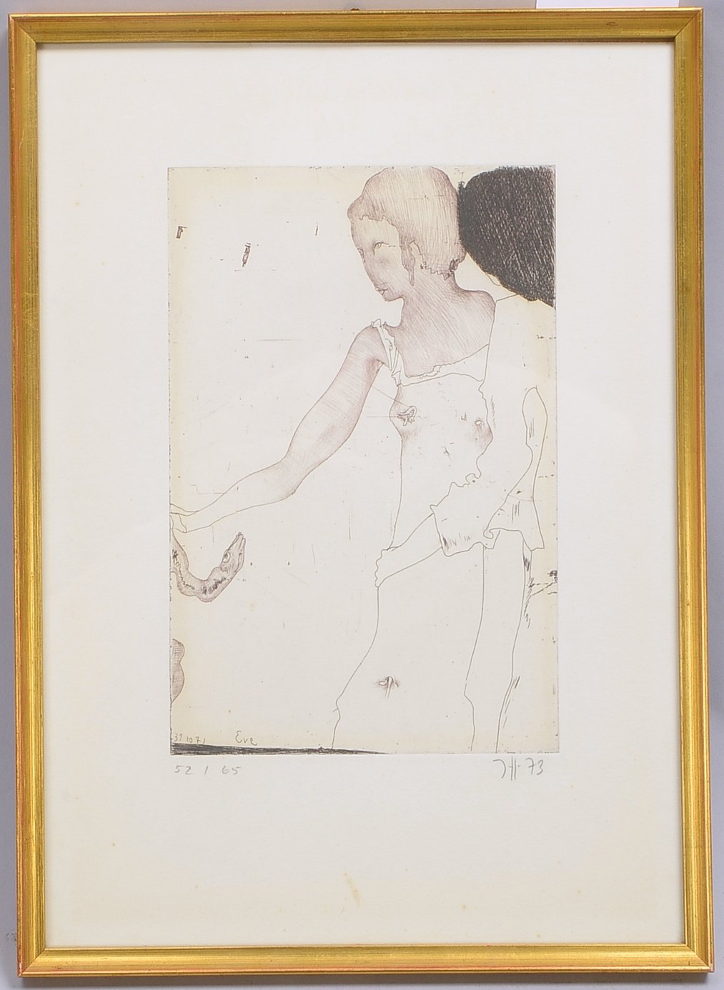 Janssen, Horst (1929 - 1995 Hamburg), 'Eve', Radierung in Braunschwarz auf Bütten, Auflage-Nr. '52/6