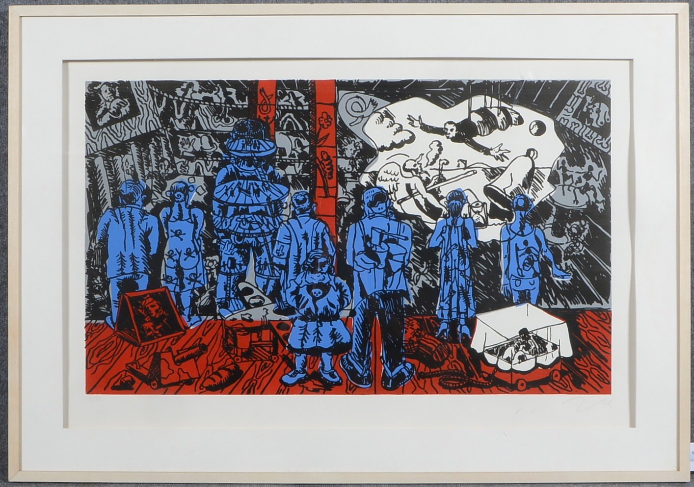 Immendorff, Jörg (1945 Bleckede - 2007 Düsseldorf), 'The Rake's Progress', Farblinolschnitt auf Bütt