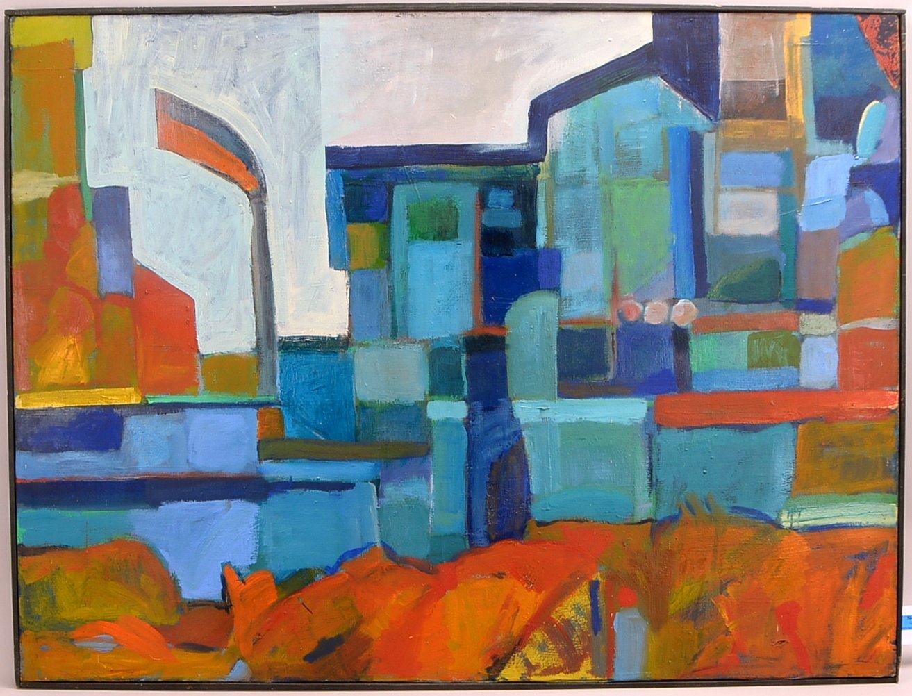 Kempinska-Mielnicka, M., Urbane Komposition, Öl/Lw, verso sign./dat.; BM 90 x 120 cm