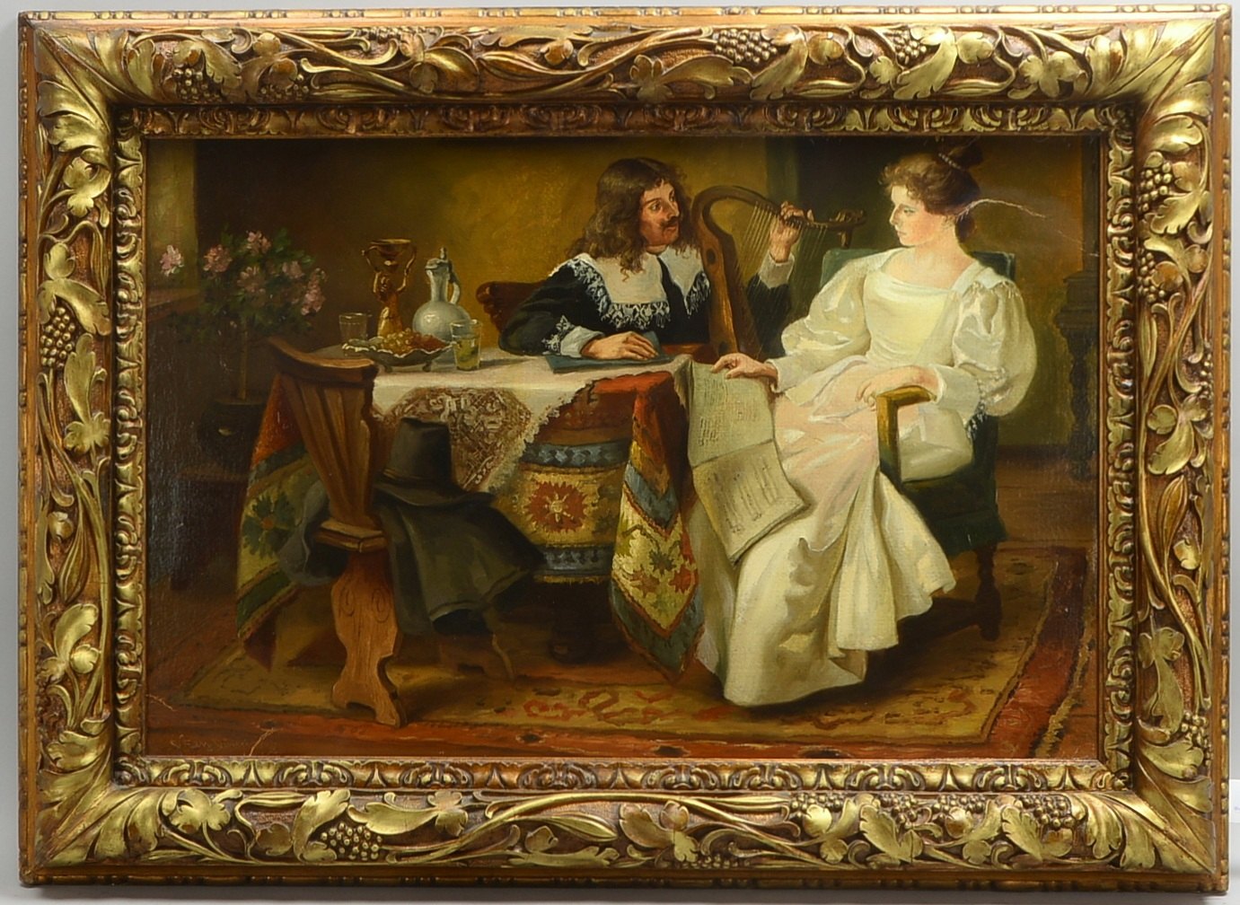 Fey, Carl, Gesangstunde, Öl auf Lw/auf Platte, sign./ortsbez.; RM 86,5 x 119,5 cm