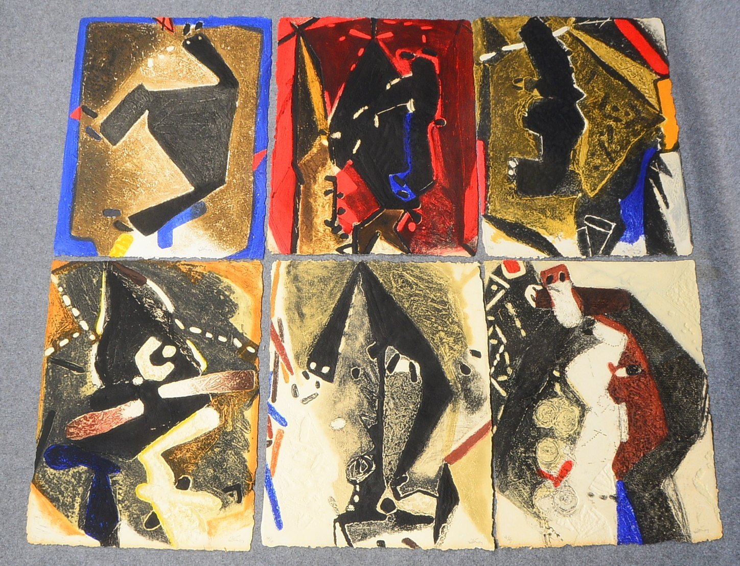 Hélénon, Serge, 6 Carborundum-Radierungen/Bütten, jeweils sign.; BM ca. 75 x 58 cm