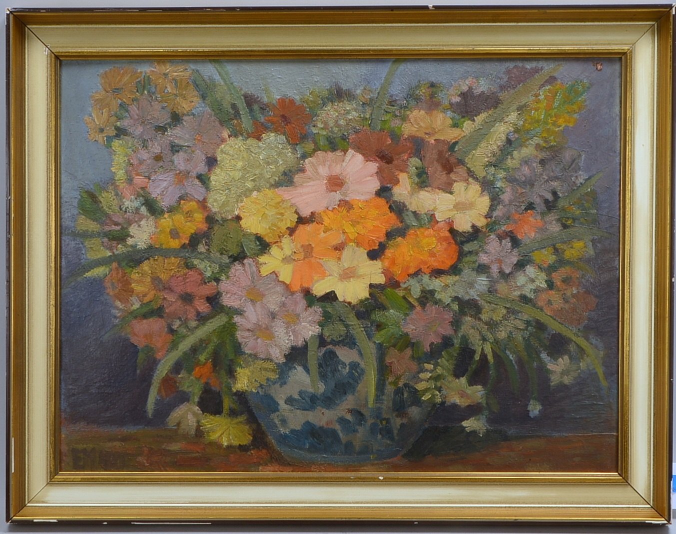 Maetzel, Emil, Blumenstrauß..., Öl/Mk, monogr./sign., ortsbez.; RM 81 x 78 cm