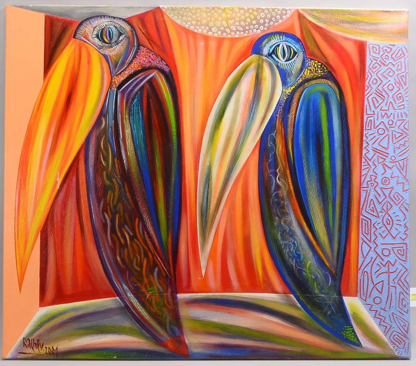 Rachev, Rumen, Exotic Birds, Acryl/Leinwand, bet., sign./dat.; BM 100 x 115 cm