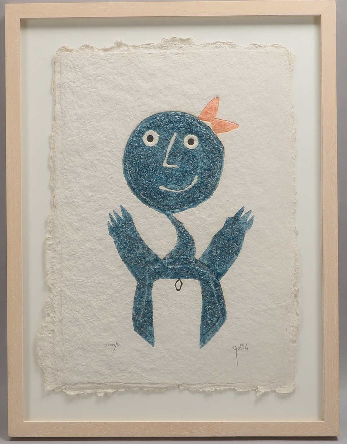 Ripolles, Juan G., Kleines Mädchen, Farblithografie/Prägedruck, signiert; RM 85 x 64 cm
