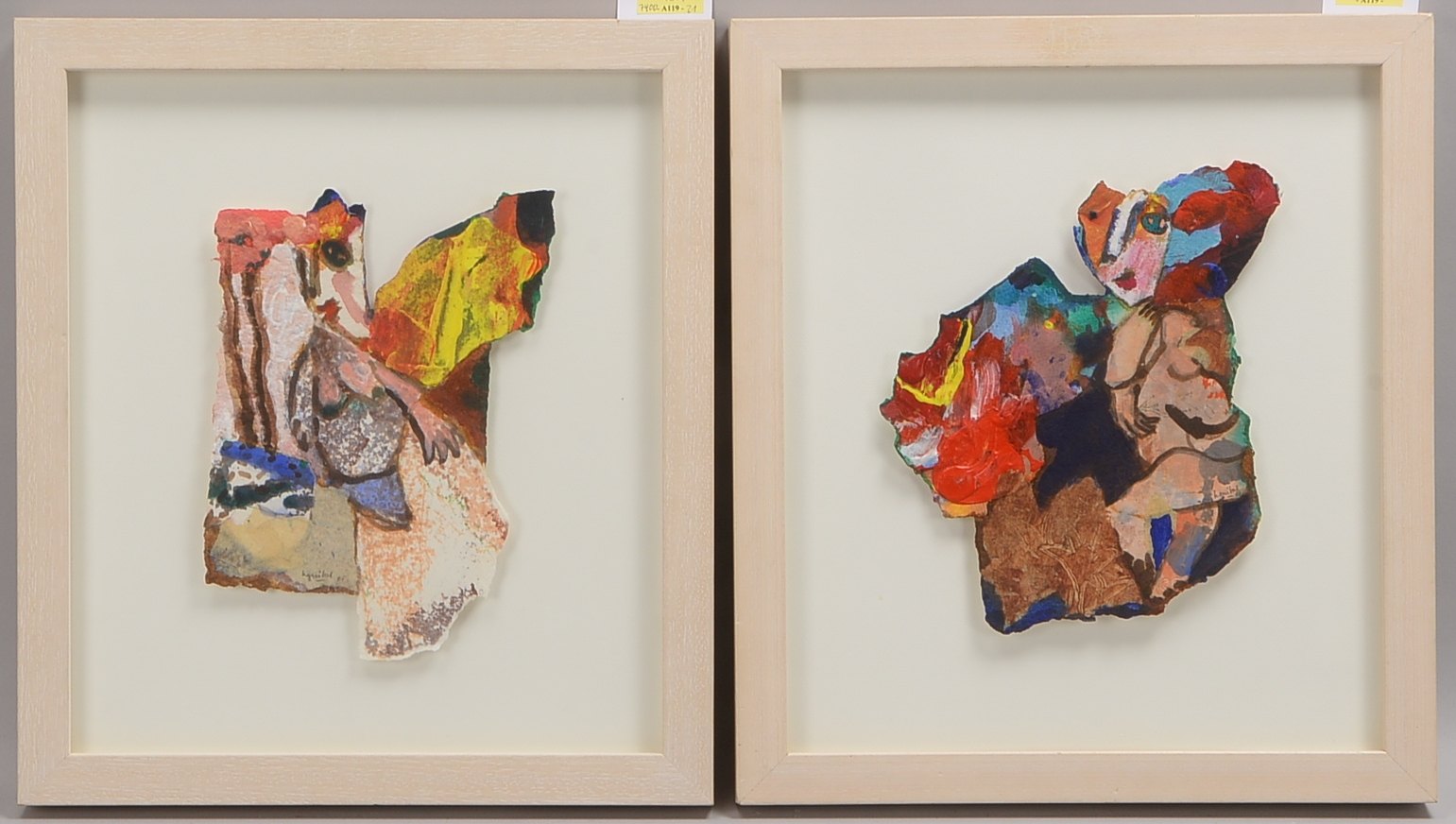Guibal, Henri, 2 Kompositionen, Mischtechniken, signiert; RM 44,5 x 39,5 cm