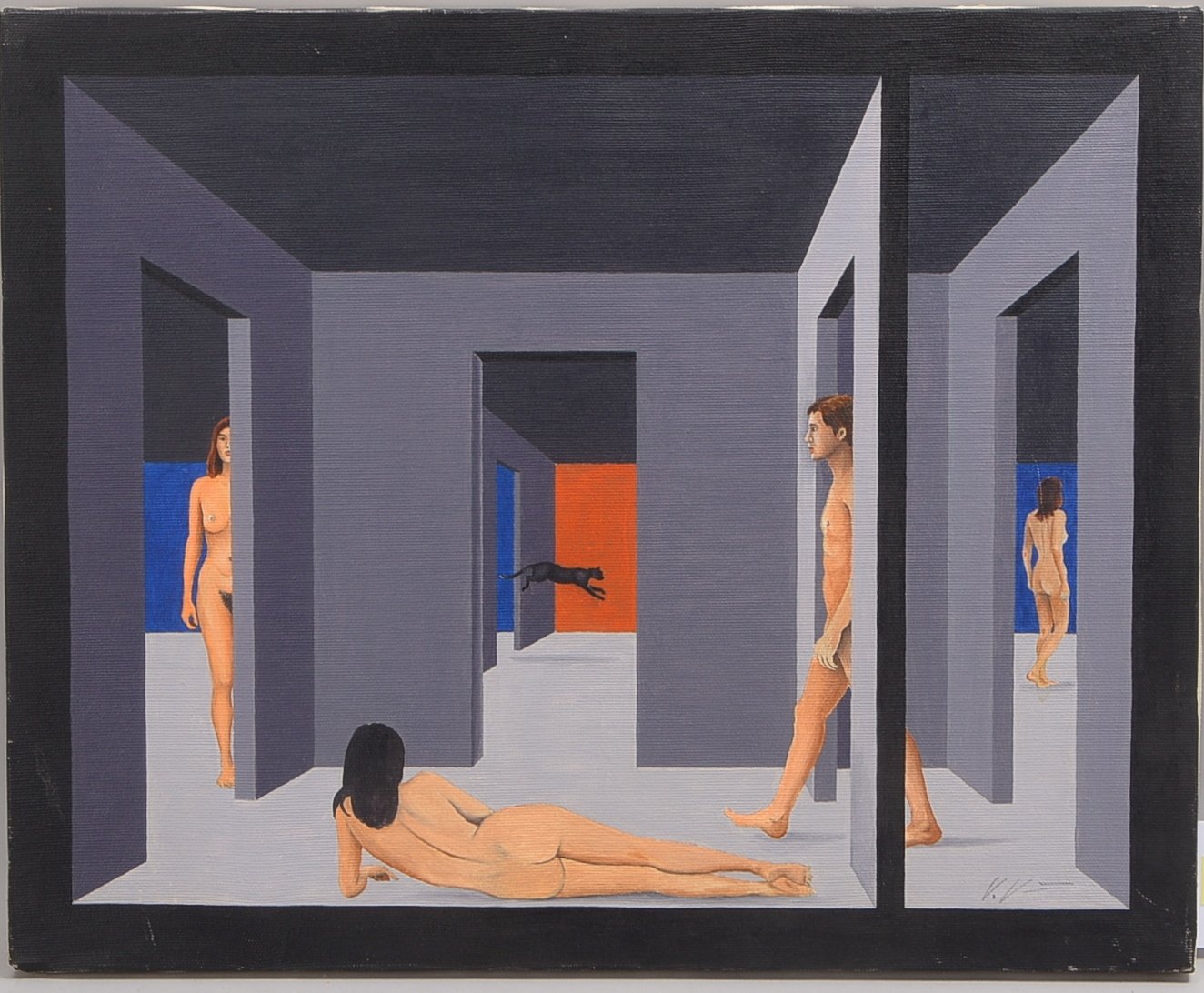 Kühn, Volker, Labyrinth der Übergänge, Acryl auf Leinwand, sign.; BM 40 x 50 cm