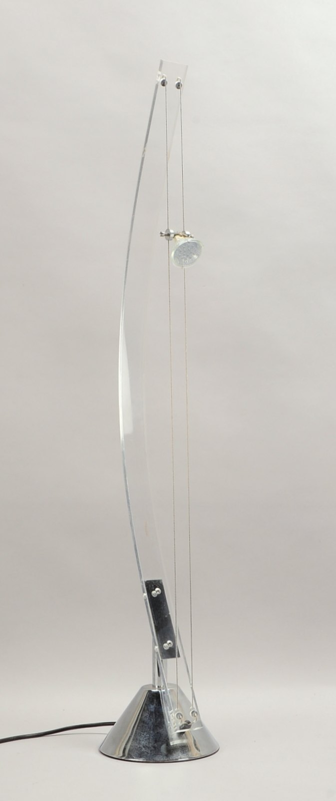 Hustadt Leuchten (1970er Jahre), Designer-Stehlampe, 1-flammig, geschwungener transparenter Acrylgla