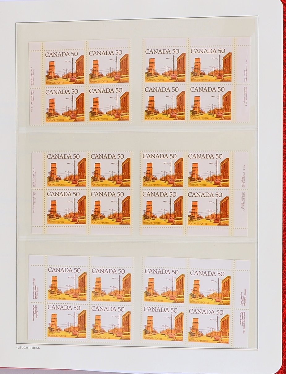 Briefmarken ('Kanada'), 1979 - 1995: Kollektion in Viererblocks, postfrische Erhaltung