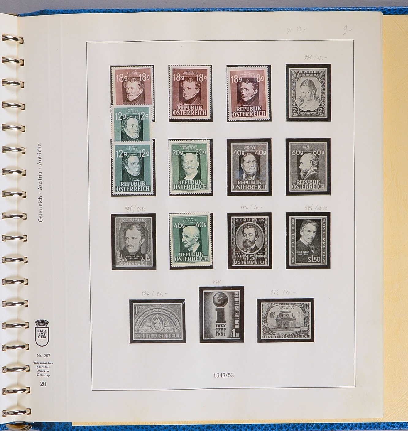 Briefmarken, 'Österreich', 1945 - 1966: postfr., mit Flugpost-Marken, Teilslg. im Album