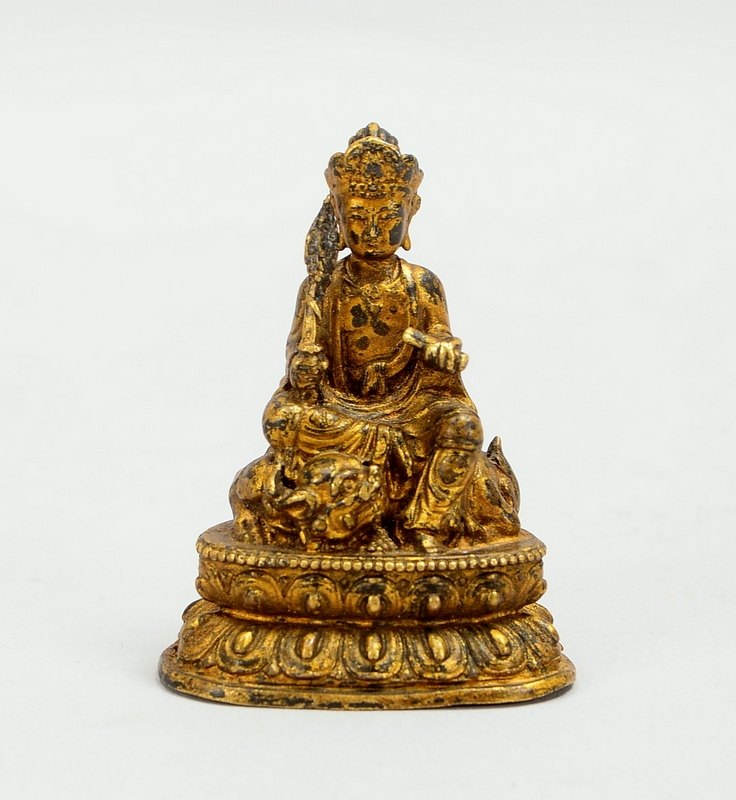 Bronzeskulptur (China, 18./19. Jahrhundert), 'Buddha' (in sitzender Haltung mit Handattributen darge
