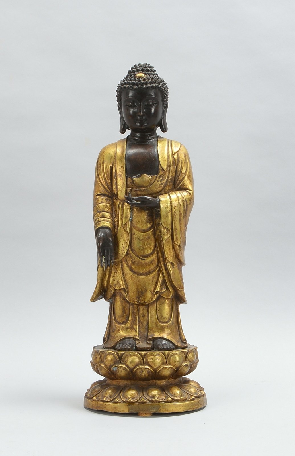 Bronzestatue, 'Amitabha' - zentrale Figur des Mahayana-Buddhismus (in Varada Mudra-Haltung dargestel