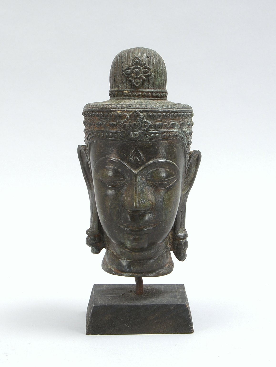 Bronze-Kopf (Khmer, Thailand/Kambodscha); Höhe 20,5 cm