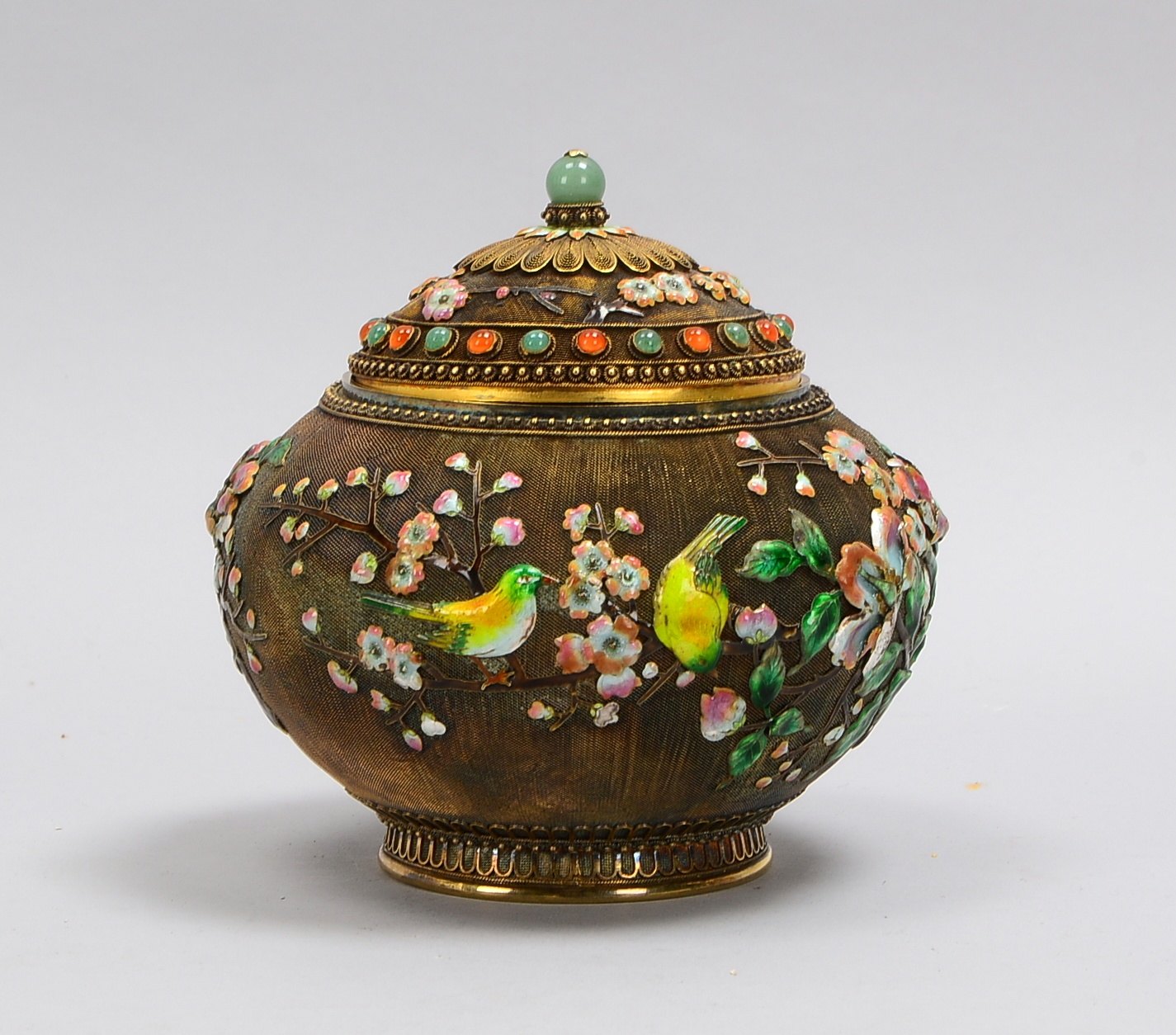 Deckelgefäß (China, um 1900 - als Exportware für den europäischen Markt gefertigt), Silber/vergoldet