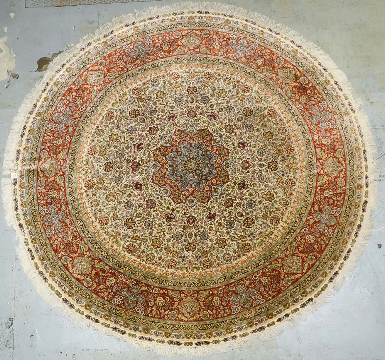 Großer Hereke-Seidenteppich, Seide auf Seide, sehr feine Knüpfung, ca. 650.000 Knoten/qm, elfenbeinf