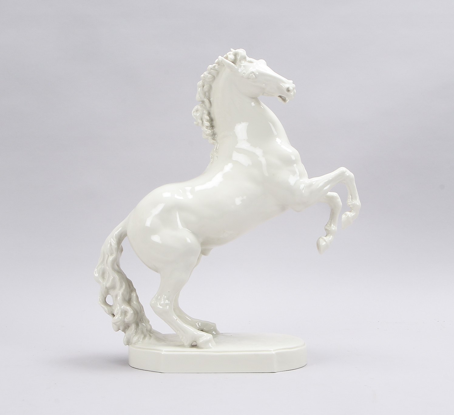 Hutschenreuther, Porzellanfigur, 'Steigendes Pferd', Weißporzellan; Höhe 41 cm