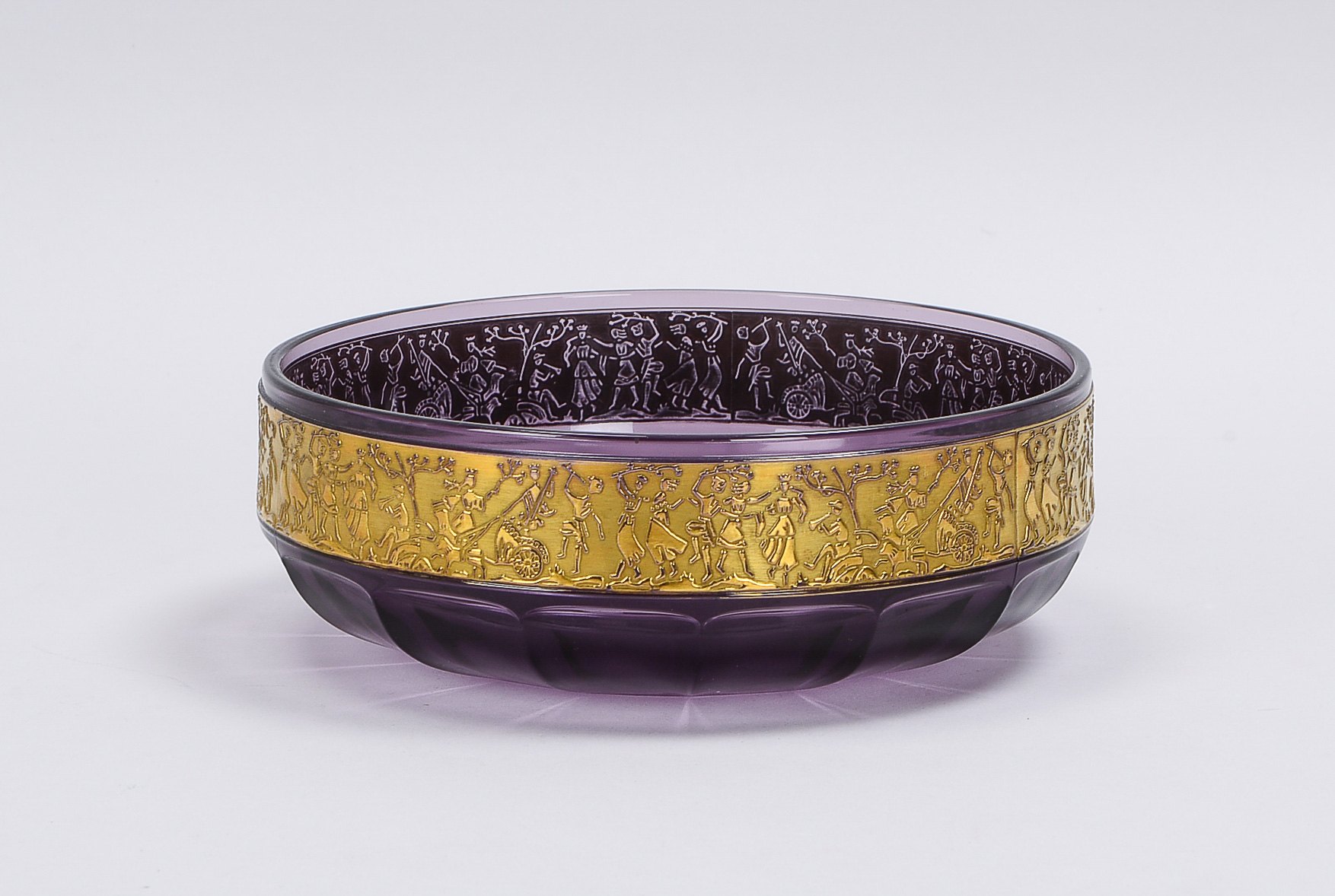 Moser/Böhmen, Glassschale (ca. 1920/1930), Modell 'Amethysta', violettes Kristallglas, Wandung umlau