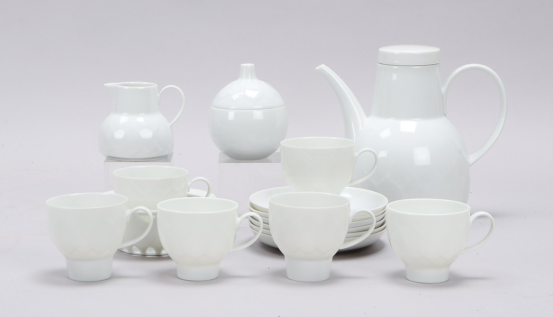 Rosenthal/Studio Line, Mokkaservice, Form 'Lotus', Entwurf: Björn Wiinblad & Tapio Wirkkala, für 6 P