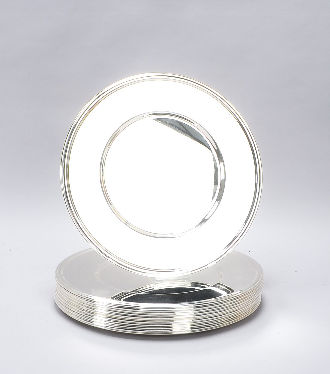 WMF Platzteller, 12 Stück, versilbert, rund, mit Duplex Versiegelung; Durchmesser Ø 33 cm (1 Teller
