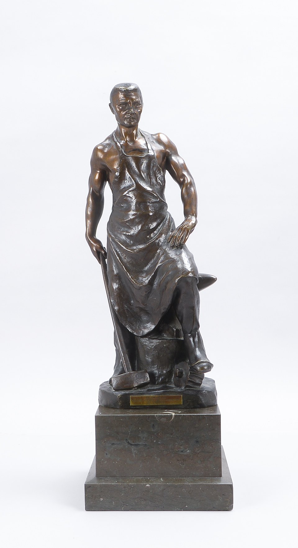 Thuss, Richard (1865 - 1945) zugeschrieben, Bronzeskulptur 'Metallarbeiter', unsigniert, frontseitig