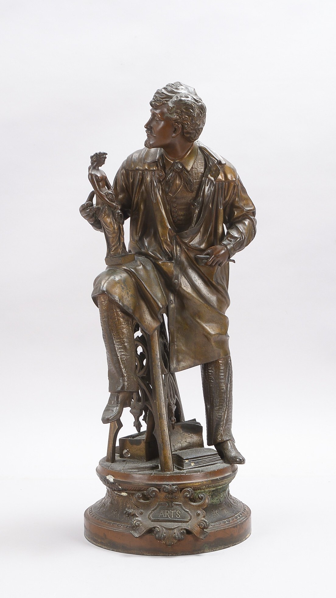 Skulptur nach Arthur Waage (1833 - 1898), 'Arts' (Allegorie der Künste), Zinkguss bronziert, rückeit
