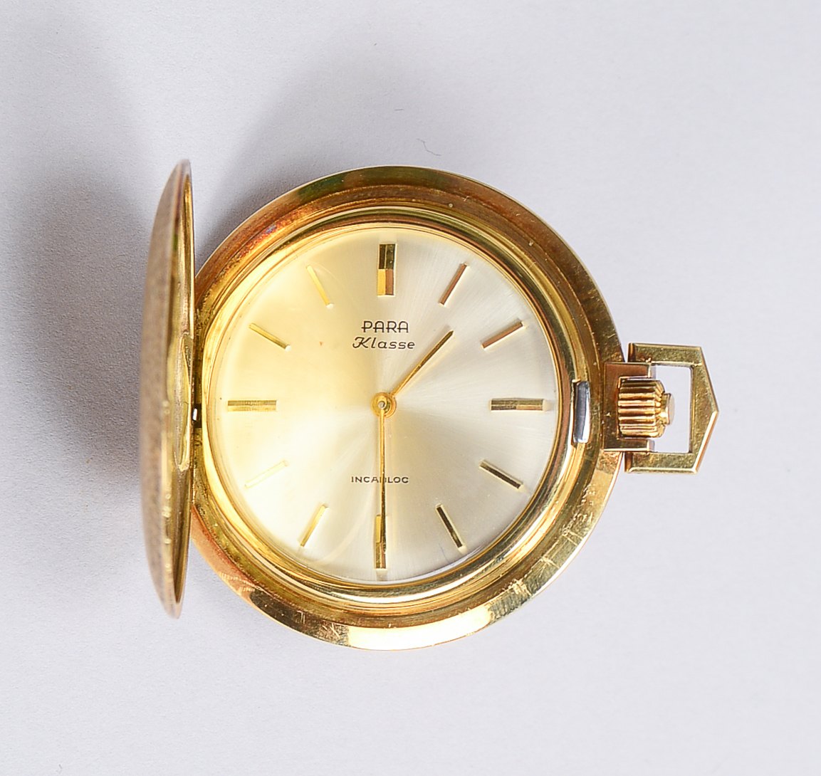Vintage-Frackuhr (Paul Raff/Pforzheim), Para 'Klasse', Handaufzug, 585 GG-Gehäuse, Innendeckel mit N