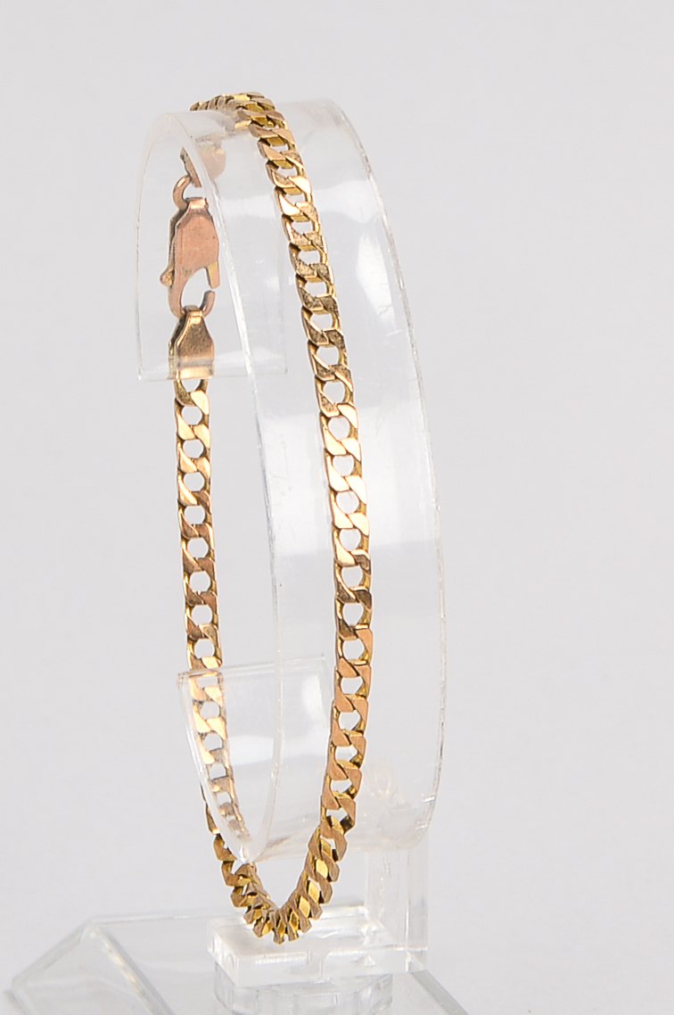 Armband, 333 RG (gestempelt), Panzer-Ausführung, Karabinerschließe; Gewicht 4,70 g, Länge 19 cm