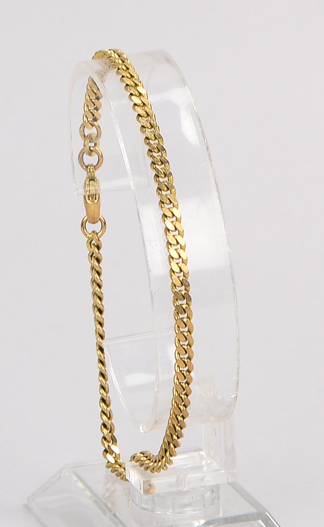 Armband, 333 GG (gestempelt), Panzer-Ausführung, Karabinerschließe; Gewicht 6,40 g, Länge 21 cm