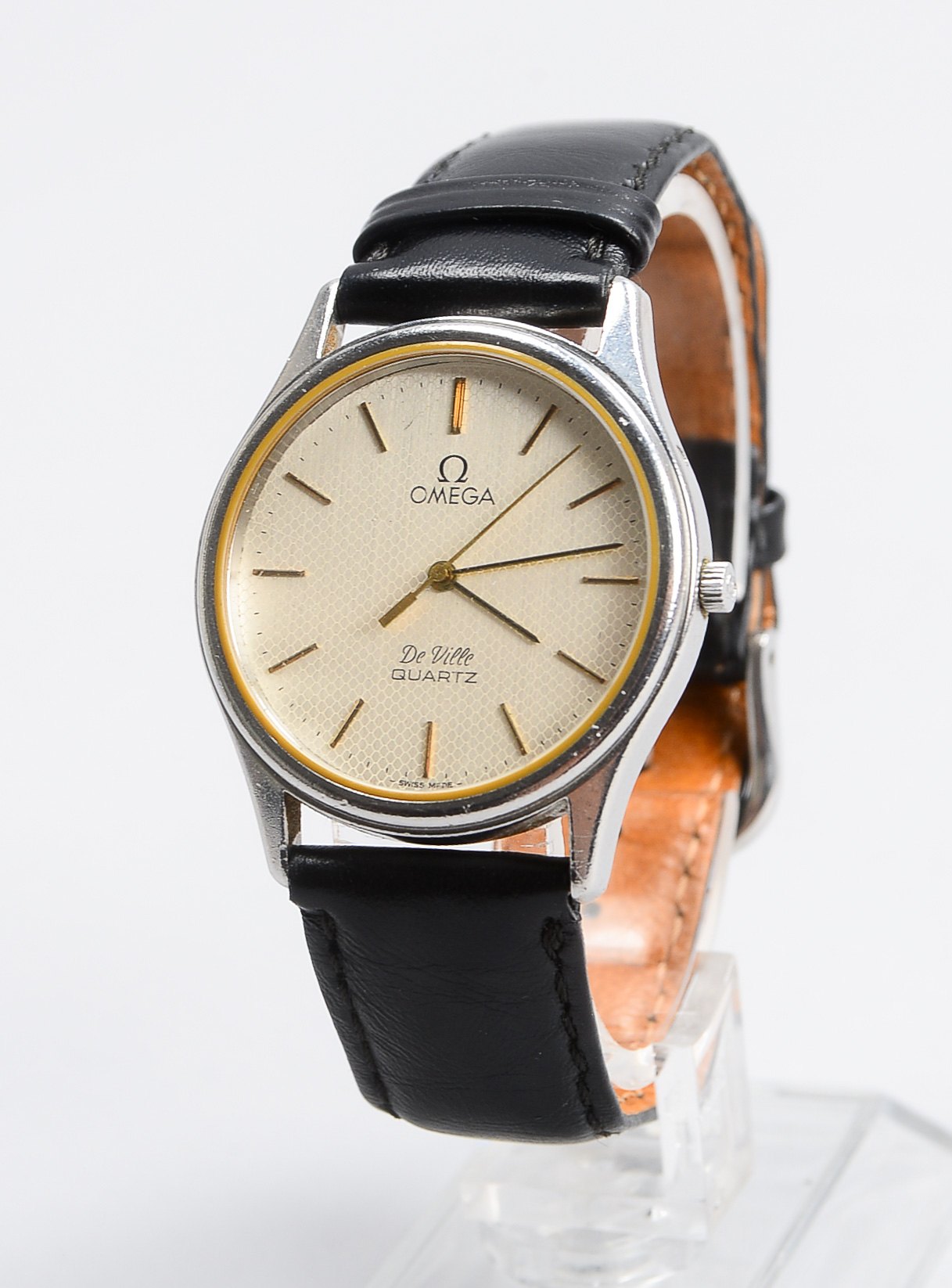 Armbanduhr/Unisex, Omega De Ville, Quarz, Stahlgehäuse, nummiert '1336', Lederarmband/nicht original