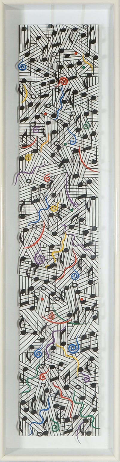 Kühn, Volker (1948 Neuenkirchen - 2023 Lilienthal), 'Notensinfonie', Materialcollage - Unikat aus de