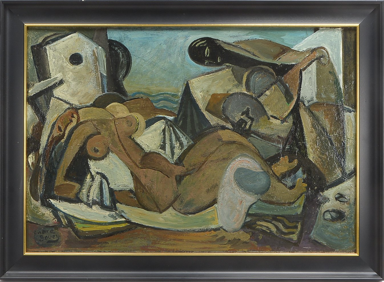 Bouey, Pierre André (1898 - 1976), 'Kubistischer Frauen-Akt', Öl/Lw, unten links signiert; Bildmaße