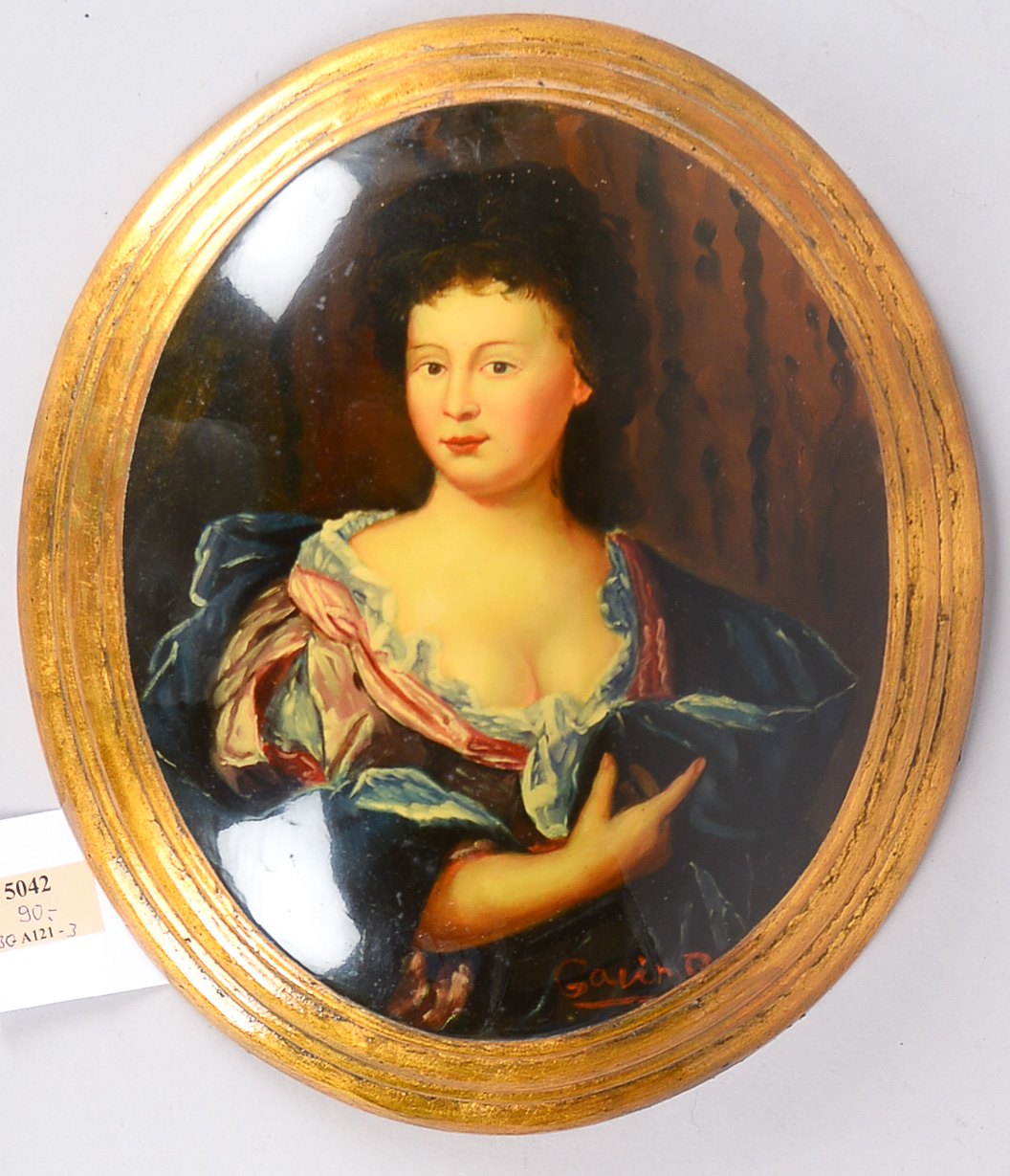 Gemälde, 'Adelige Dame', wohl Porträt 'Madame de Montespan', unleserlich signiert; Rahmenmaße 31 x 2