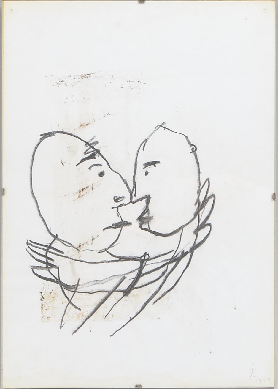 Schwontkowski, Norbert (1949 - 2013 Bremen), 'Liebespaar', Kohlezeichnung, unten rechts signiert und