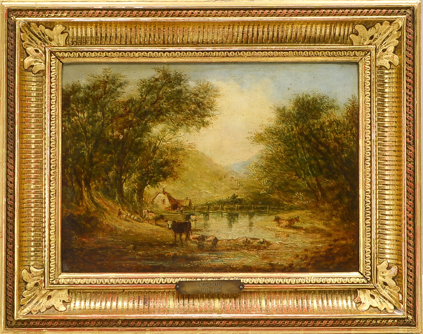 Vickers, Alfred sen. (1786 - 1868 North Wales, britischer Landschaftsmaler), 'Landschaft mit Kühen i