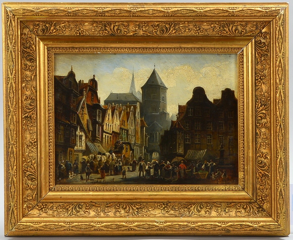Meyerheim, Paul Wilhelm (1848 Berlin - 1900 Charlottenburg), 'Geschäftiges Treiben in der Altstadt',